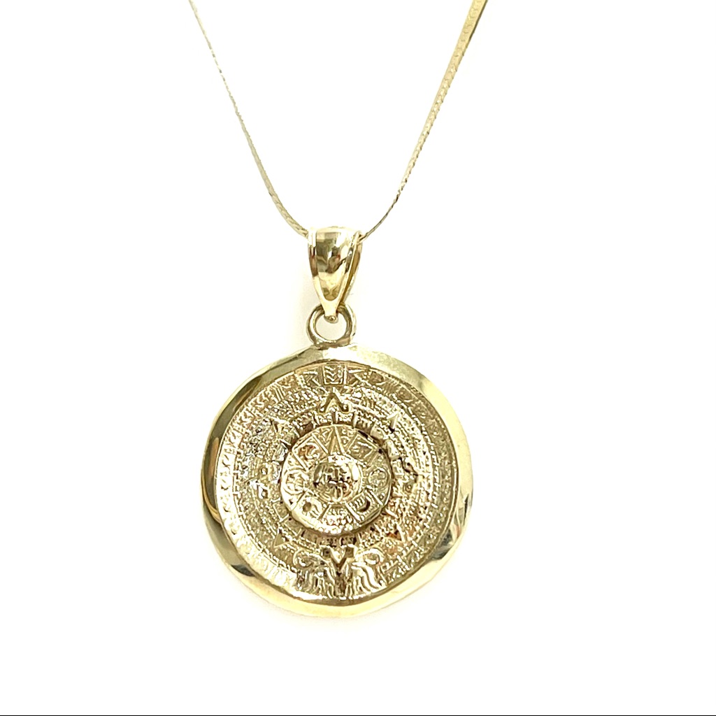 10kt Gold Aztec Calendar Necklace
